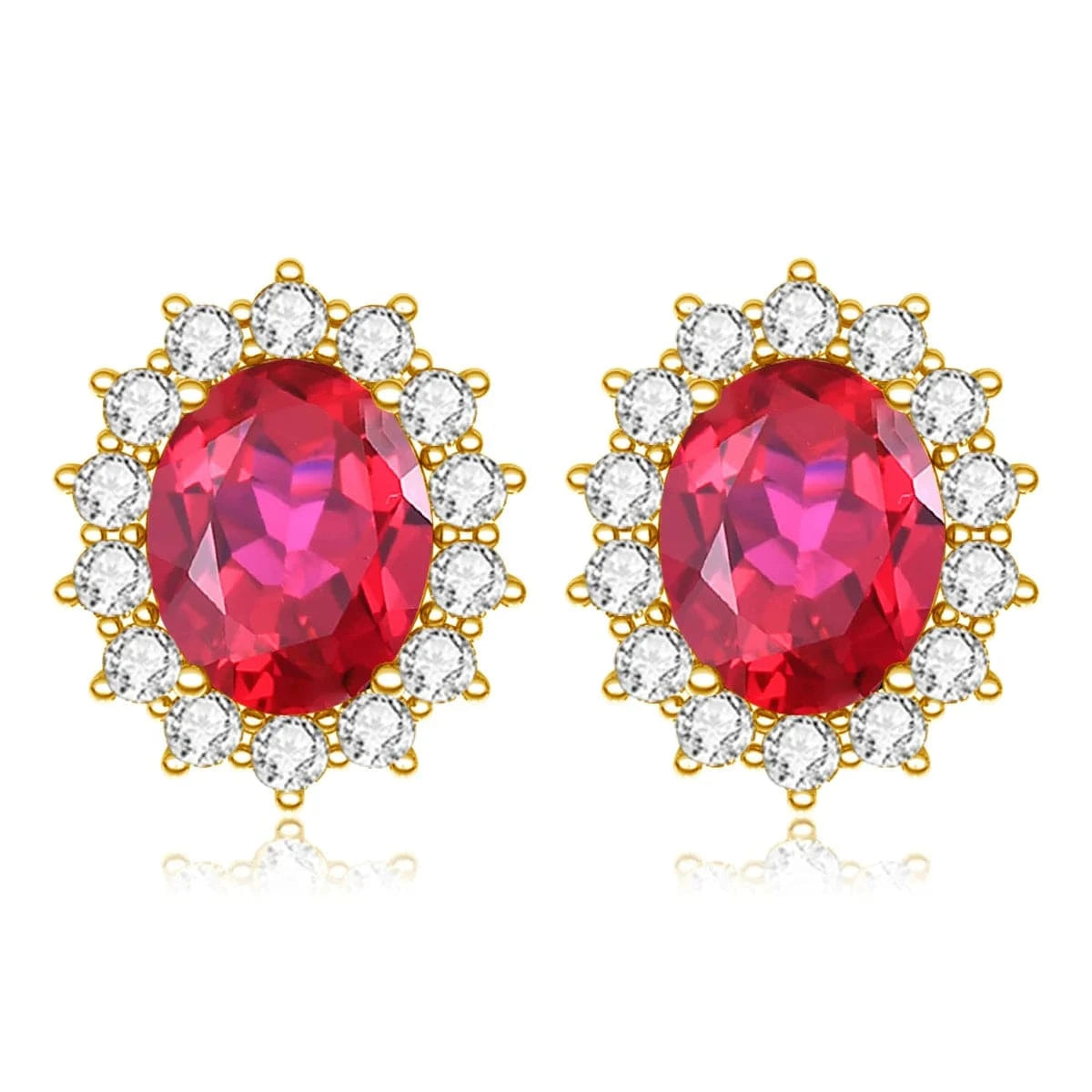 Luxury Sterling Silver 925 Stud Earrings with Garnet Princess Diana Inspired Design for Anniversary Celebrations