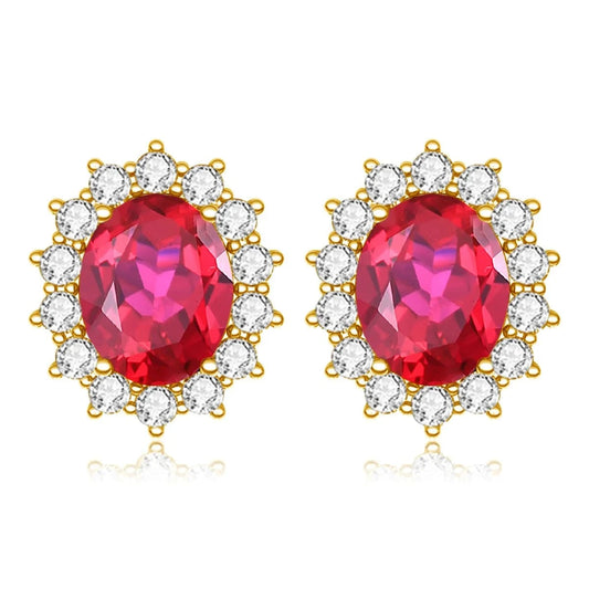 Luxury Sterling Silver 925 Stud Earrings with Garnet Princess Diana Inspired Design for Anniversary Celebrations