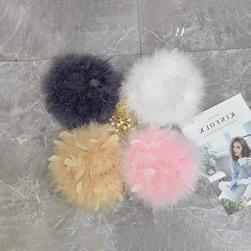 Luxury Wedding Purse Design Fur Handbag Real Ostrich Feather Bag for Women