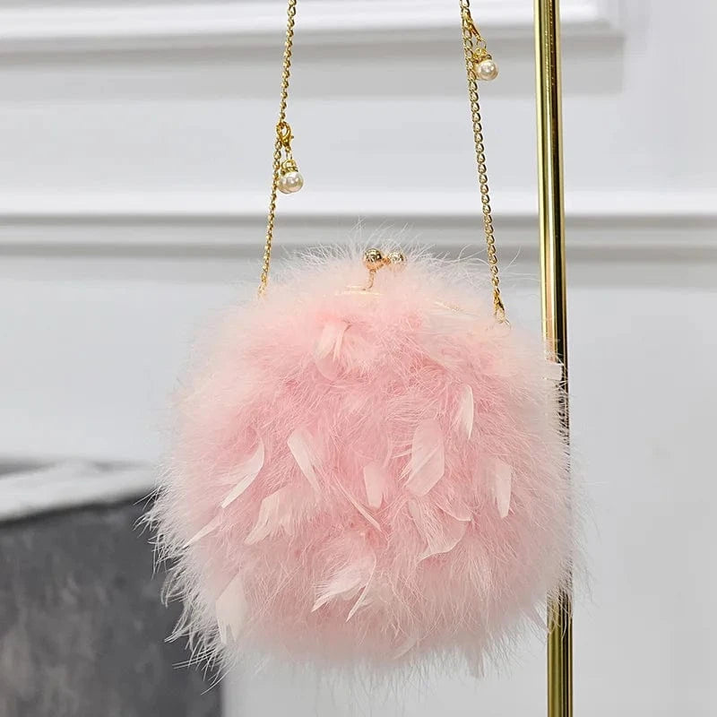 Luxury Wedding Purse Design Fur Handbag Real Ostrich Feather Bag for Women