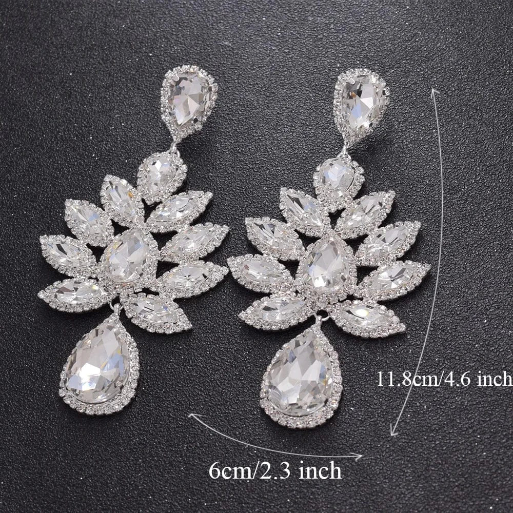 Luxury Women Crystal Large Size Drop Earrings Trendy Rhinestone Statement Earrings Jewelry Wholesale