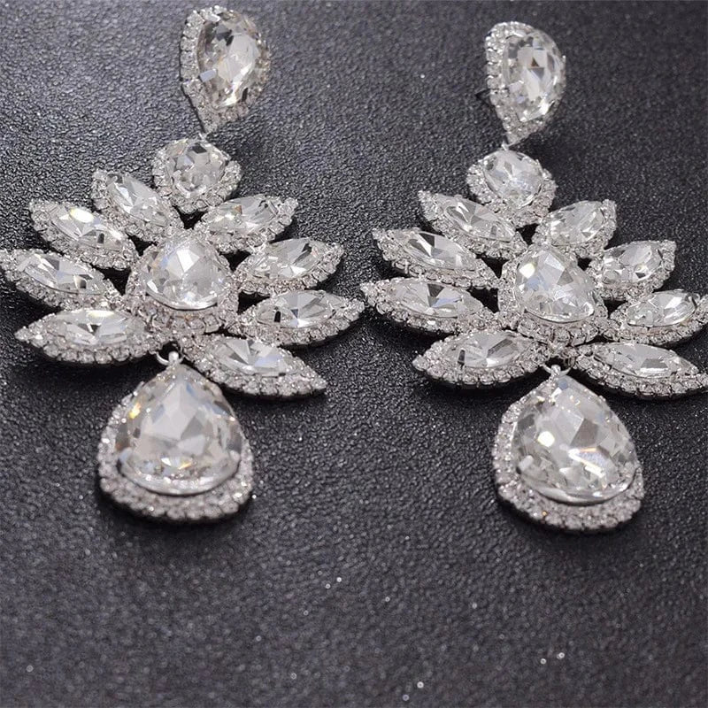 Luxury Women Crystal Large Size Drop Earrings Trendy Rhinestone Statement Earrings Jewelry Wholesale