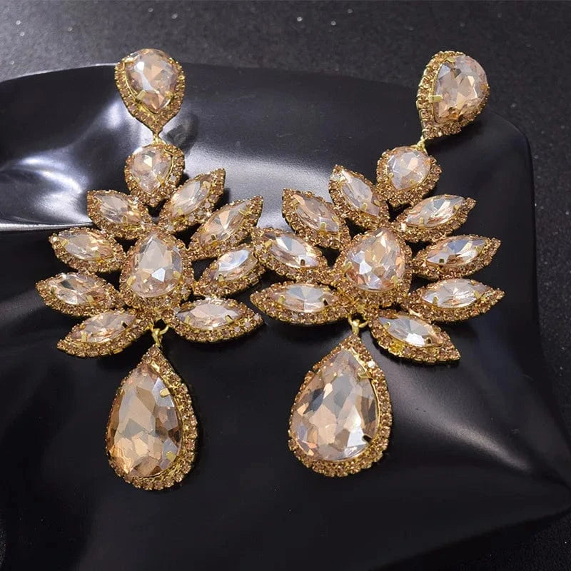 Luxury Women Crystal Large Size Drop Earrings Trendy Rhinestone Statement Earrings Jewelry Wholesale