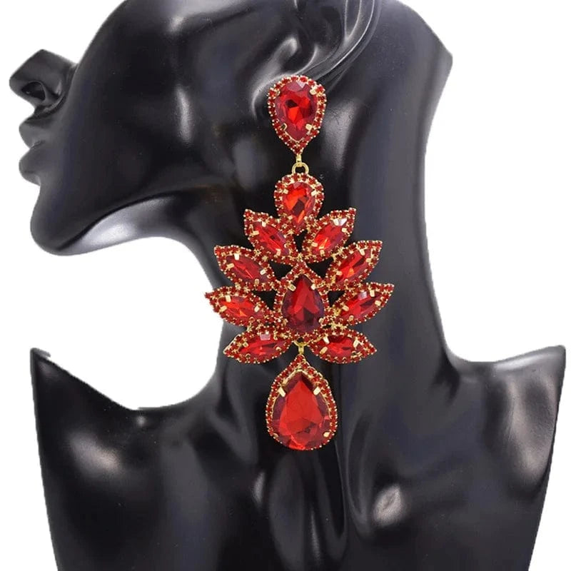 Luxury Women Crystal Large Size Drop Earrings Trendy Rhinestone Statement Earrings Jewelry Wholesale
