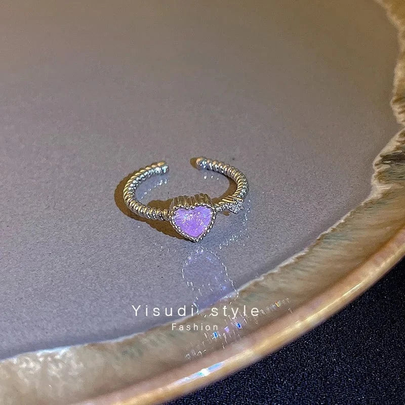 Luxury Zircon Heart Rings Opening Adjustable Weave Rhinestone Ring Engagement Wedding Jewelry Fashion for Women Girlfriend Gifts