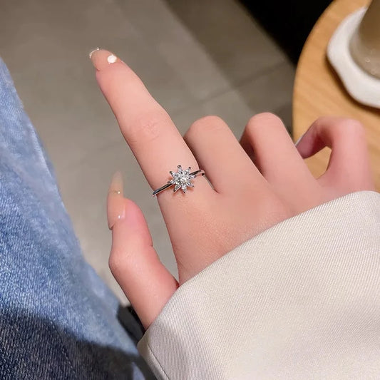 Luxury Zircon Heart Rings Opening Adjustable Weave Rhinestone Ring Engagement Wedding Jewelry Fashion for Women Girlfriend Gifts