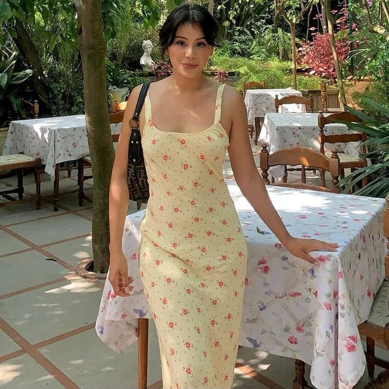 Lygens 5908 Floral Print Sleeveless Ruffles Bodycon Mermaid Women'Sd Dresses Summer Vacation Fashion Party Casual Clothes