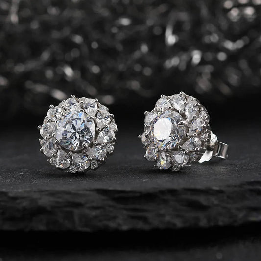 LZE25-P LZE25 RINNTIN 8A Premium Cubic Zirconia Earrings Wholesale Bulk Rhodium Plated 925 Sterling Silver Stud Earrings for Women