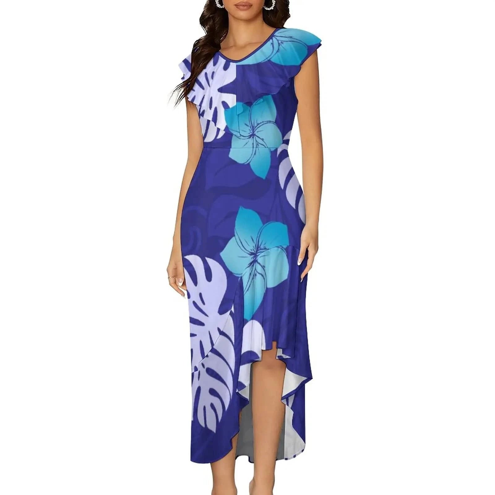 M / 0382Y1 Pink Casual Mermaid Maxi Dress Custom On Demand Plus Size Bodycon Sexy Samoan Puletasi Dresses For Women