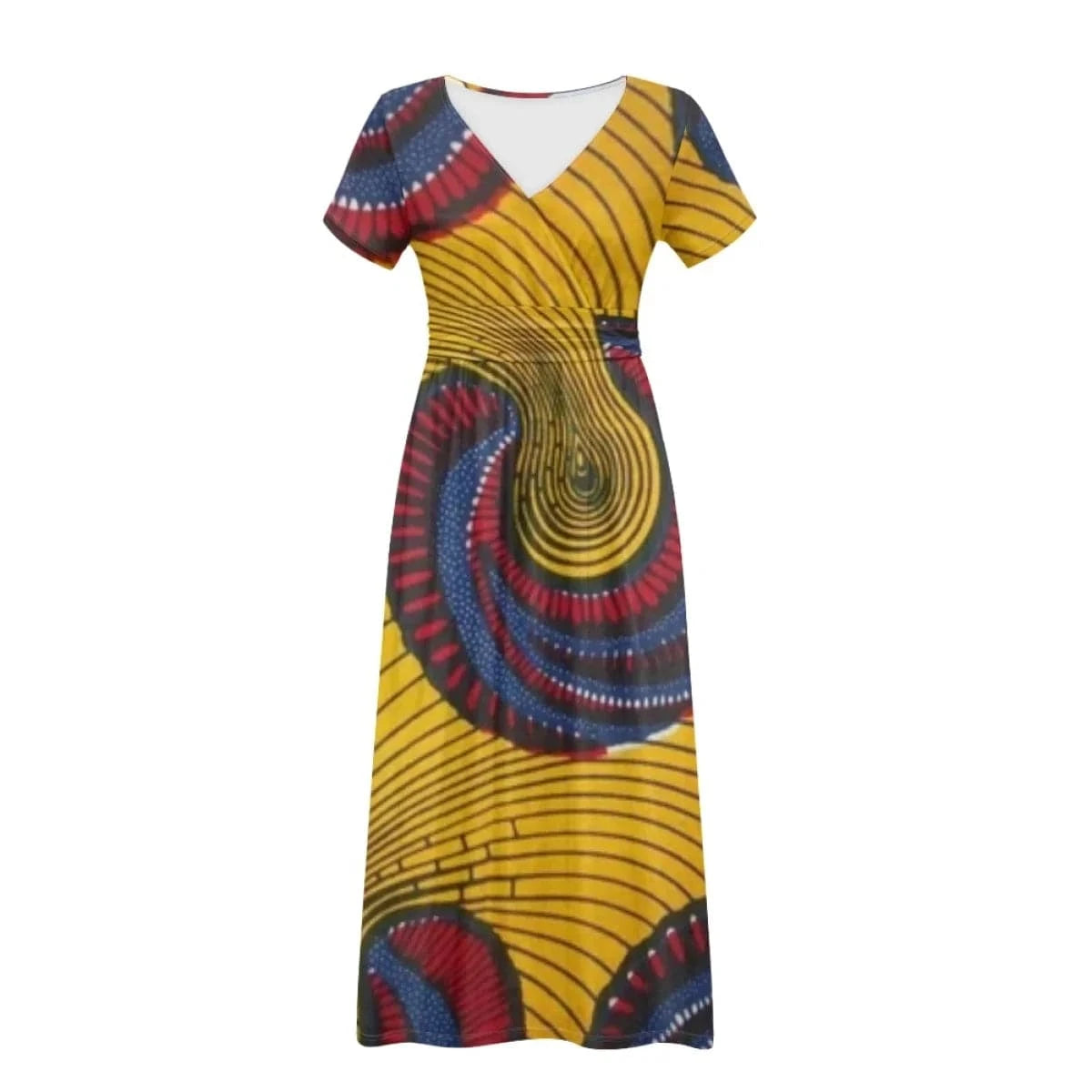 M / african wax 1AZ31-1 Wholesale African Wax Print Short Sleeve Long Wedding Dress Beautiful Custom Logo Eco-friendly Women Sexy Bodycon Comfy Dresses