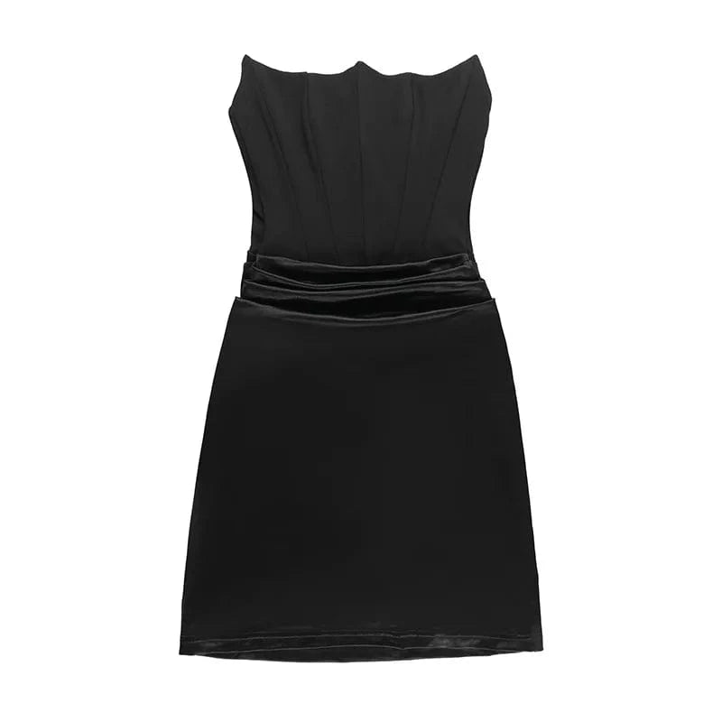 M / Black 2024 New Summer Slim Fit Sleeveless Tube Dress Sexy Backless Strapless Dress Women Tight Waist Mini Dresses