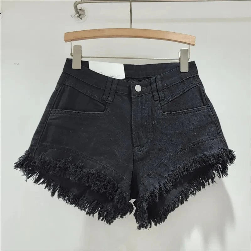 M / Black 2024 summer streetwear candy colors ladies stylish denim jeans mini women's shorts