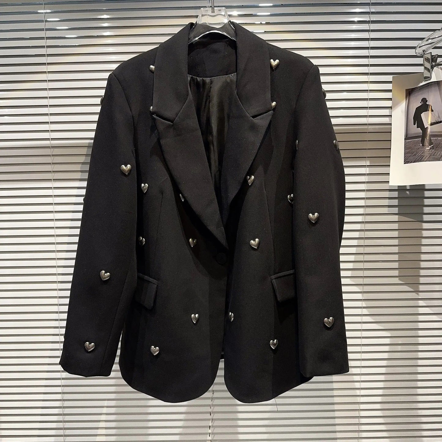 M / Black OUDINA 2024 Fashionable Multi-button Combination Black Loose Oversized Suit Jacket Blazer For Women