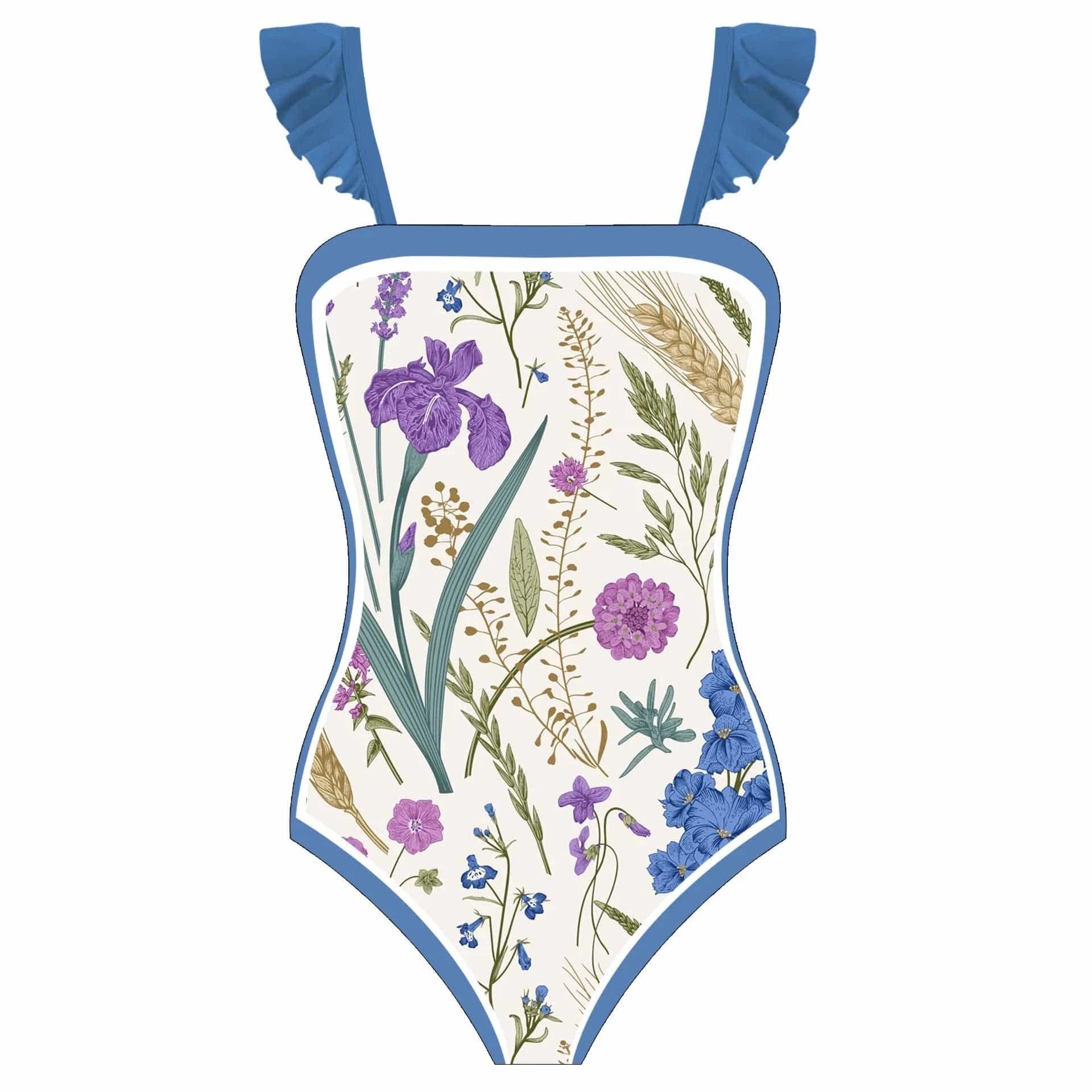 M / Blue one piece DAMOCHIC China Wholesale Swimwear Clothing 1 Piece Bathing Suit with Skirt Cover Up Beachwear Floral Print Swimsuit Women 2023