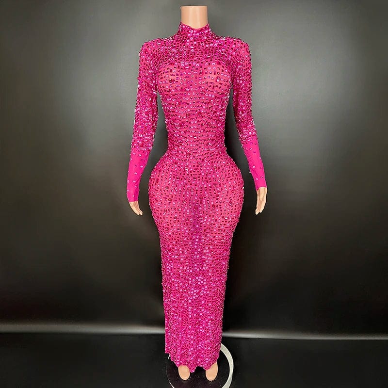 M / Fuchsia NOVANCE Y2507-LSD dropshipping products 2024 dress sexy hot pink birthday dresses women sexy diamonds elegant