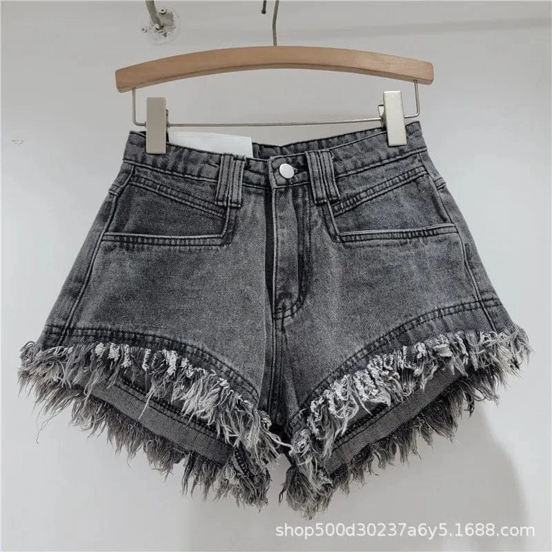 M / Gray 2024 summer streetwear candy colors ladies stylish denim jeans mini women's shorts