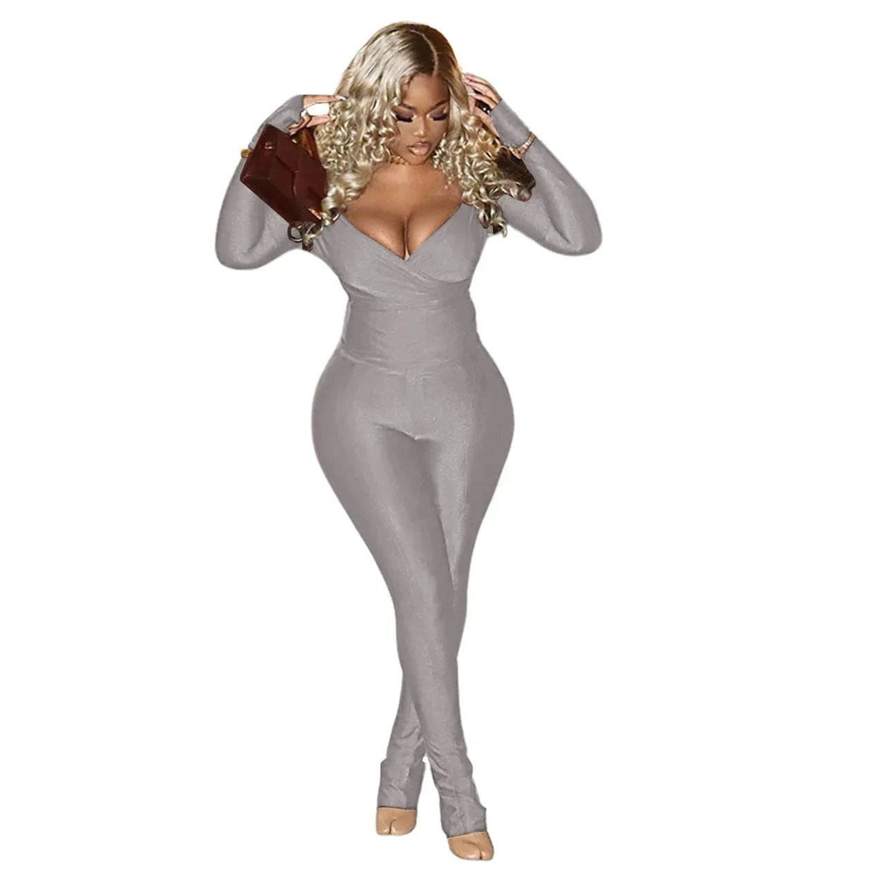 M / Gray Custom logo Two Piece Pants Set Women Clothes 2024 Long Sleeve Bare shoulders crop top Ladies Casual Legging sport Set