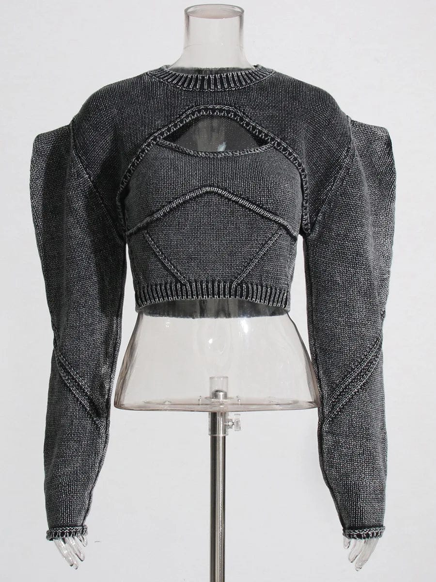 M / Gray OUDINA Trendy 2024 New Pullover Women Knitted Sweater Two Piece Set Slim Distressed Latest Ladies Sweater Design