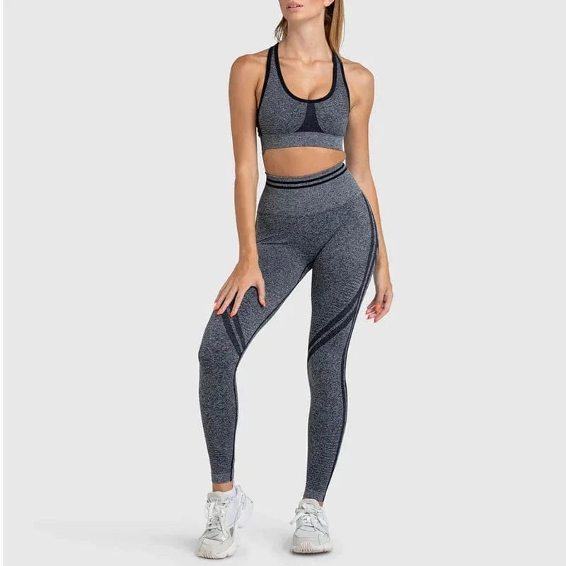 M / hemp grey   sets 2024 Women Seamless Yoga Fitness Set Running Sports Bra Lifting Hip Tight Yoga Pants