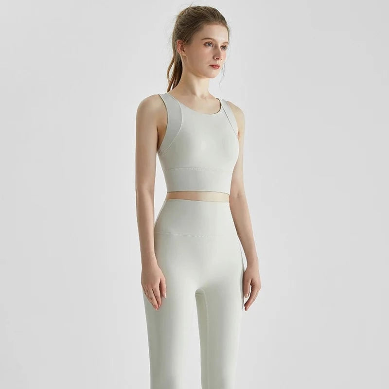 M / ivory white 2024 New Arrival High Quality 2 Piece Leggings Women Yoga Wear Sports Bra Gym Fitness Sets