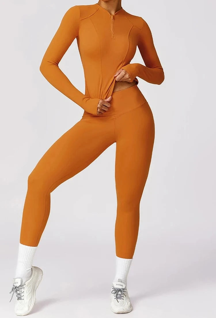 M / Leggings Ginger 2024 New Fitness Sportswear Training Fall High quality Long Sleeve Sports Coat Long Sleeve Yoga Top With Zipper