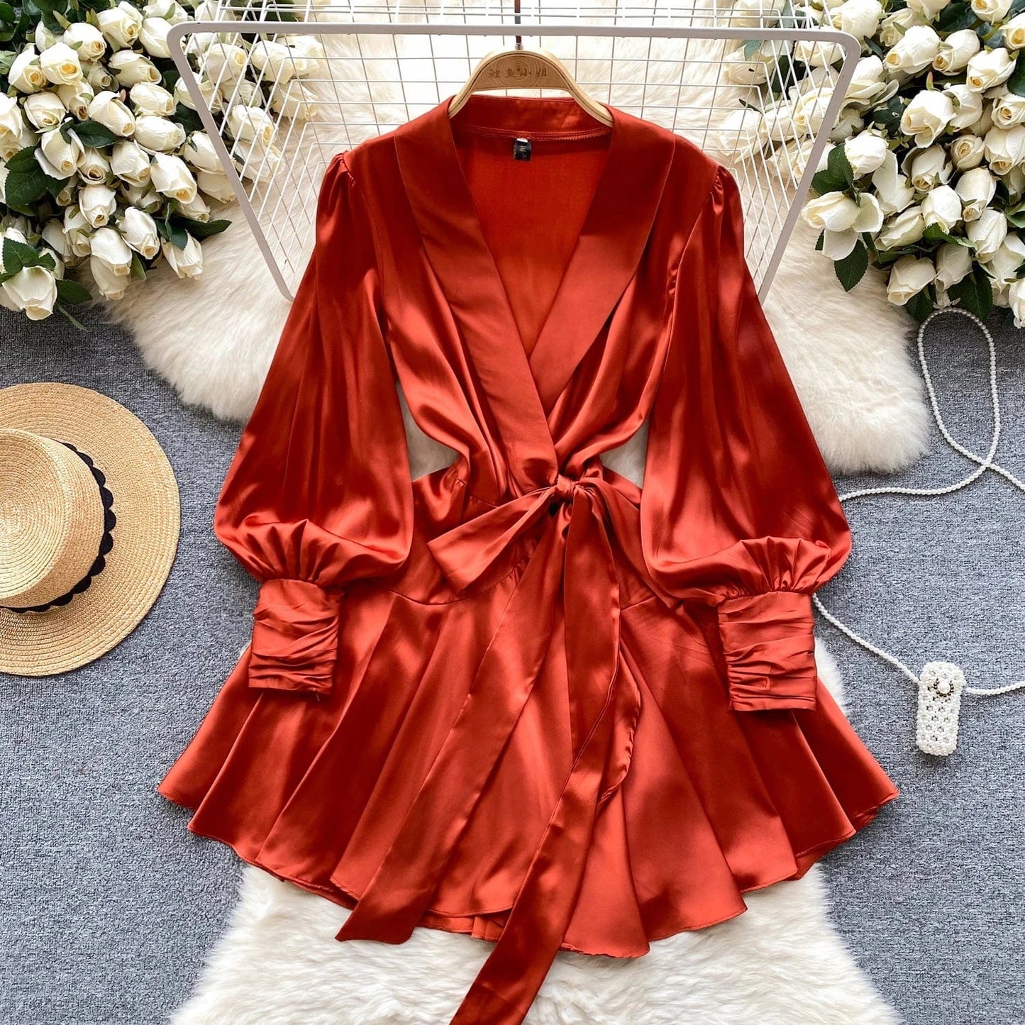 M / Orange Boutique Wholesale 2024 Summer Elegant Solid Color Women's Dress