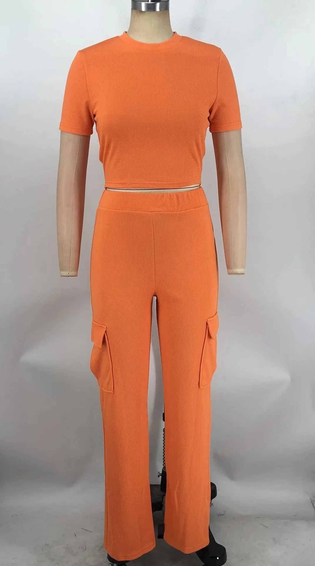 M / Orange New arrivals 2024 boutique summer short sleeve ladies casual jogging wear Women's Sets