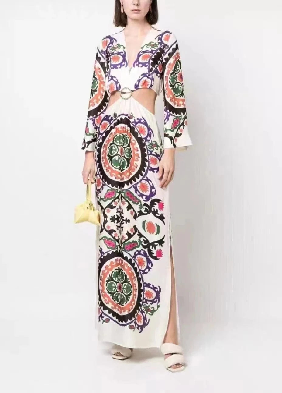 M / PICTURE A7572 ladies women Ethnic pattern dress Beach Boho dresses