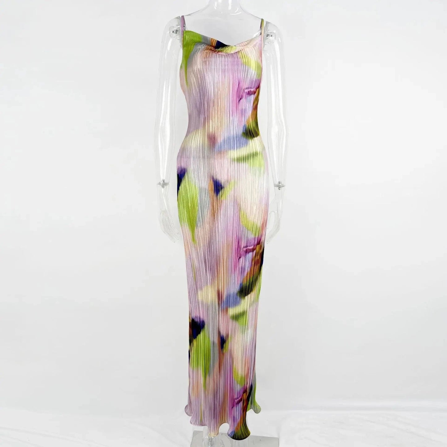 M / Pink GX009 Fashion women's sleeveless printed long party dress spaghetti strap design sexy tight fit elegant evening dresses