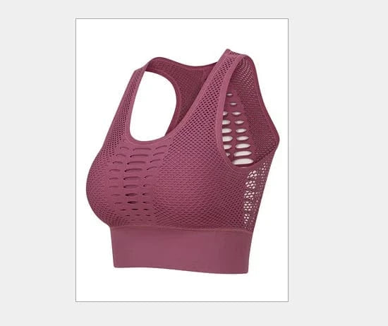 M / Purple Beautiful back comfortable sexy mesh breathable quick-drying shockproof yoga running fitness sports bra