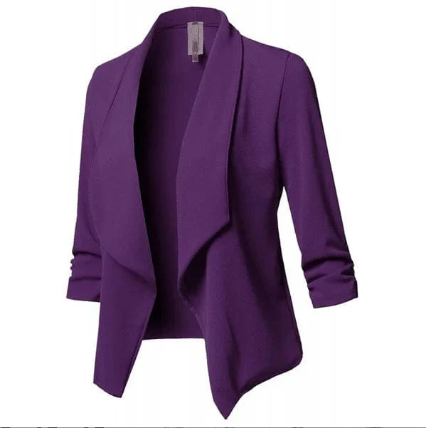 M / Purple Oversized Blazer Women Ladies Mujer White Black Blue Green Pink Purple Veste coat Femme Womens Blazers
