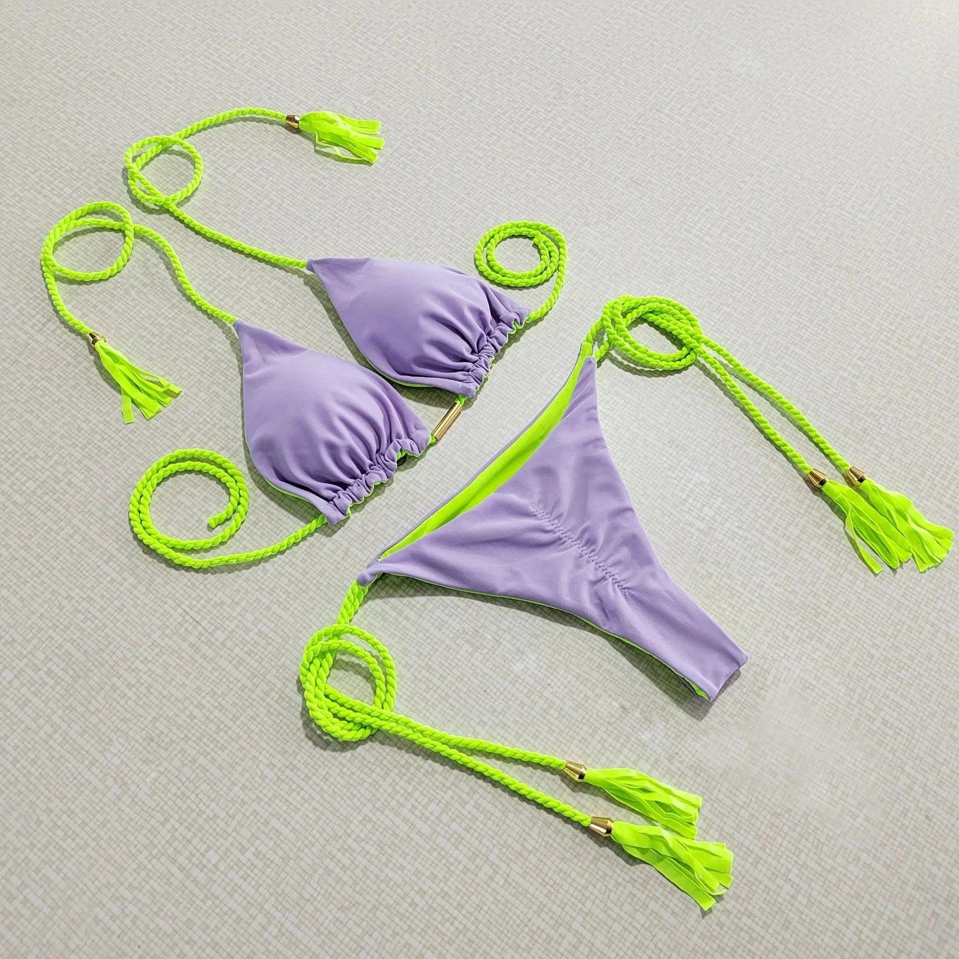 M / Purple Ready to ship summer beachwear 2 piece set bikinis bathing suit swimsuits for women 2024