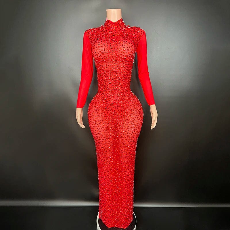 M / Red NOVANCE Y2507-LSD dropshipping products 2024 dress sexy hot pink birthday dresses women sexy diamonds elegant