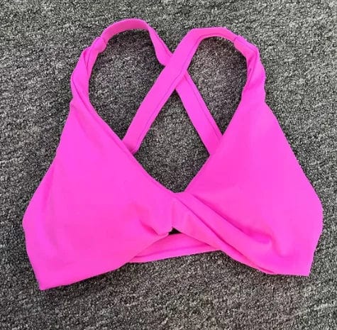 M / rose pink 2 Back Cross Women's Workout Sports Bras Fitness Backless Padded Low Impact Bra Yoga Crop Tank Top Sport Bra