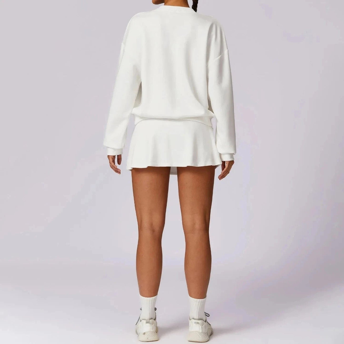 M / White 2024 Custom Ladies Running Sports Golf Skirt 2 Piece Tennis Wear Suit Gym Wear With Lining Tennis Workout Set For Women