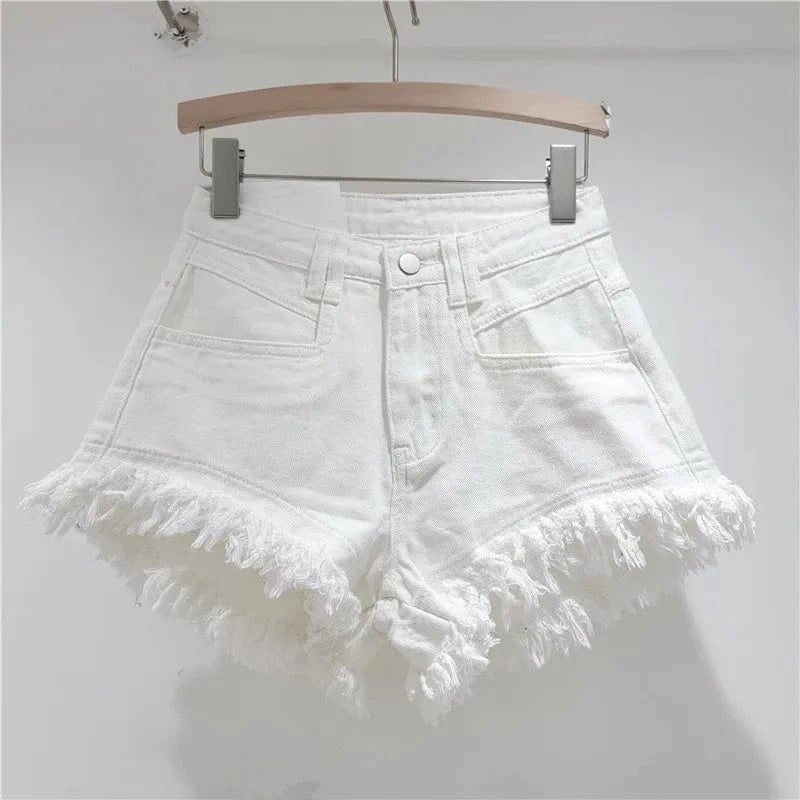 M / White 2024 summer streetwear candy colors ladies stylish denim jeans mini women's shorts
