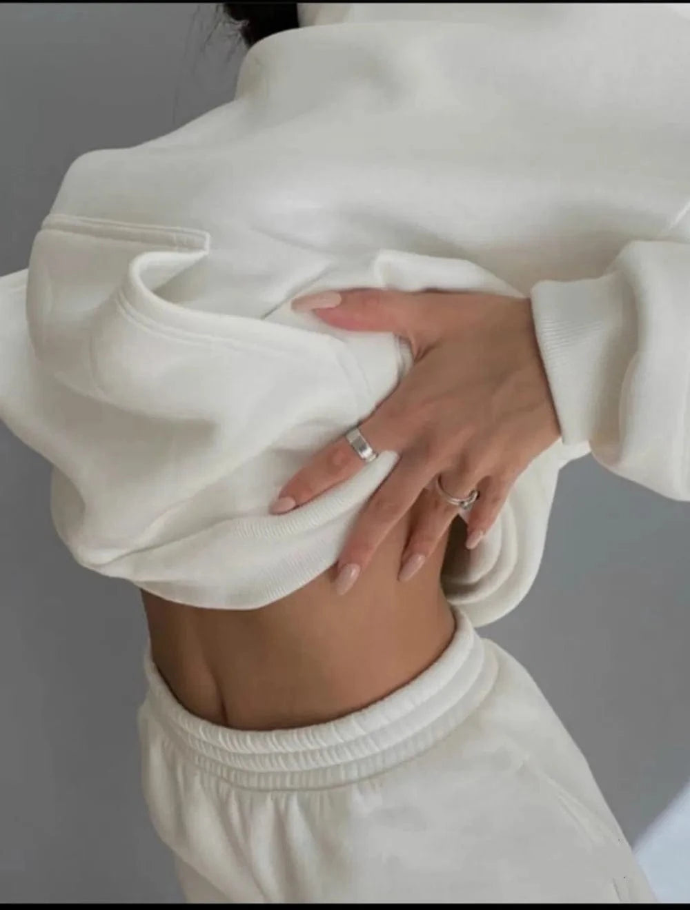 M / White Two Pieces Sets Women Outfits Autumn Winter Long Sleeve Tracksuit Ladies Sportswear Top + Pants Jogging Suits Women's New 2024