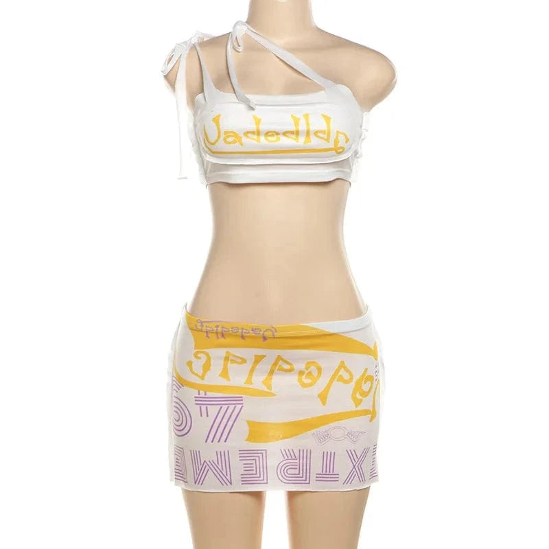 M / White Wholesale 2024 summer new arrivals fashion show hot sexy 2 piece skirt set Women's Sets