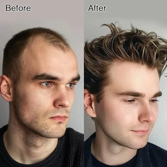 Male replacement system capilar super 0406 0608 thin skin Silicone Base knotted Pu Wigs Hair Patch
