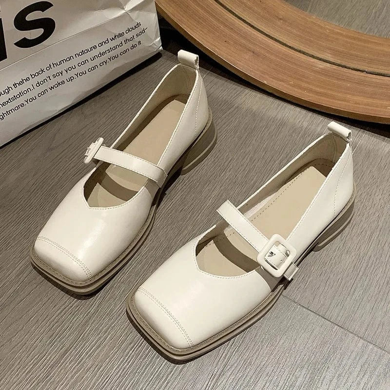 Mary Jane women's shoes 2023 new French soft leather Japanese small leather shoes high heel sandals evening wind shallow mouth t