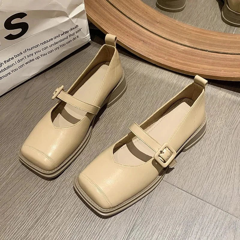 Mary Jane women's shoes 2023 new French soft leather Japanese small leather shoes high heel sandals evening wind shallow mouth t