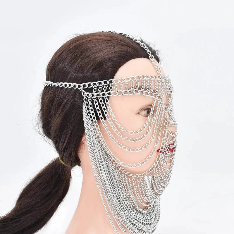 Masquerade Mask Party Alloy Jewelry Stage Costume Performance Costume Metal Face Chain Jewelry
