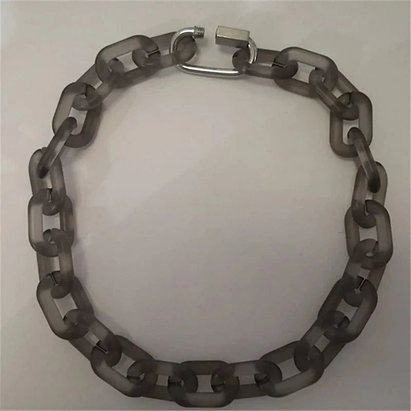 Matte / 20inches / #104 Wholesale Acrylic Cuban Chain Jewelry Lock Necklace Transparent Resin Rock Punk Long Chain Choker Collar Pendant for Men Women