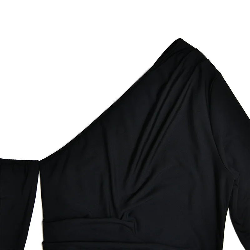 Maxi Dress Backless One Shoulder Thigh High Split Slim Fit Bodycon Club Party Style - SN Wigs & More