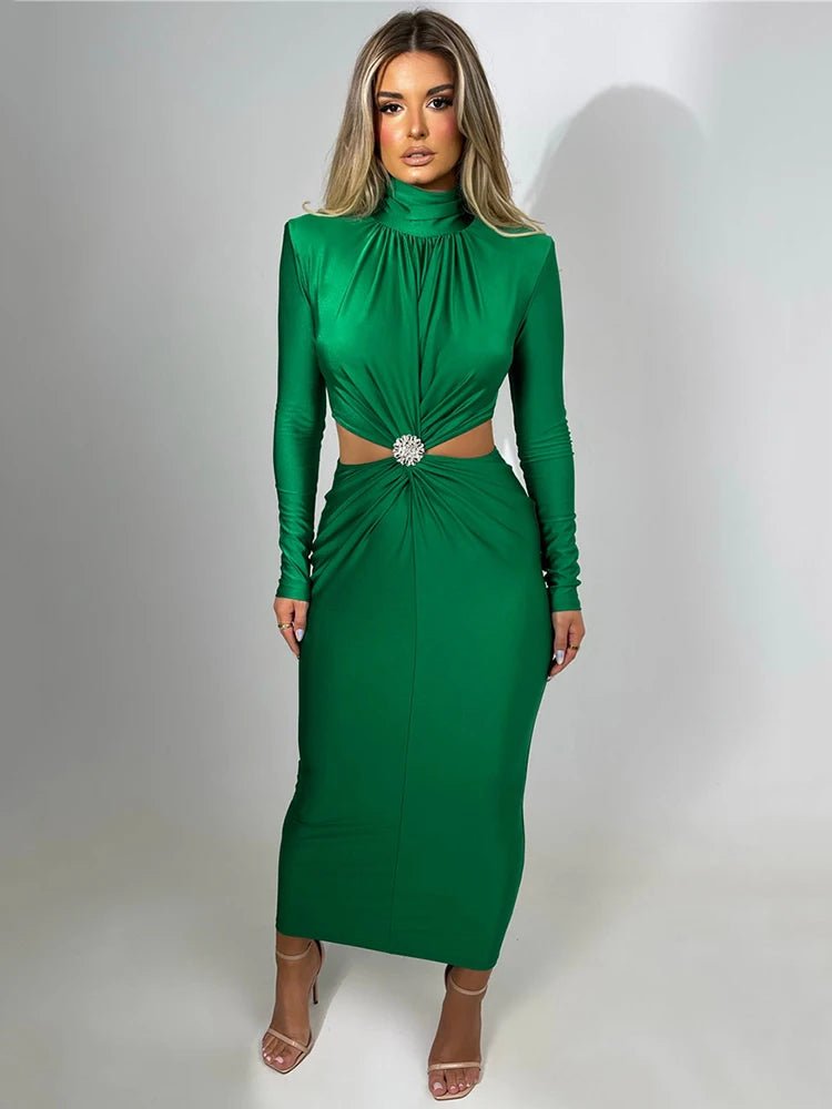 Maxi Dress Hollow Out - Elegant Evening Club Style - SN Wigs & More