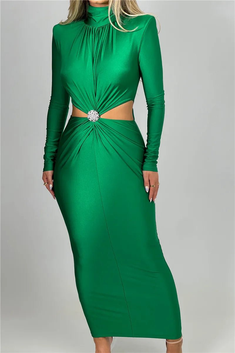 Maxi Dress Hollow Out - Elegant Evening Club Style - SN Wigs & More