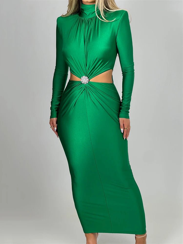 Maxi Dress Hollow Out - Elegant Evening Club Style - SN Wigs & More
