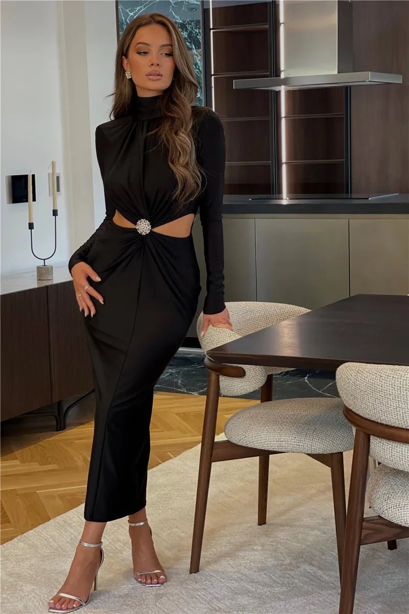Maxi Dress Hollow Out - Elegant Evening Club Style - SN Wigs & More