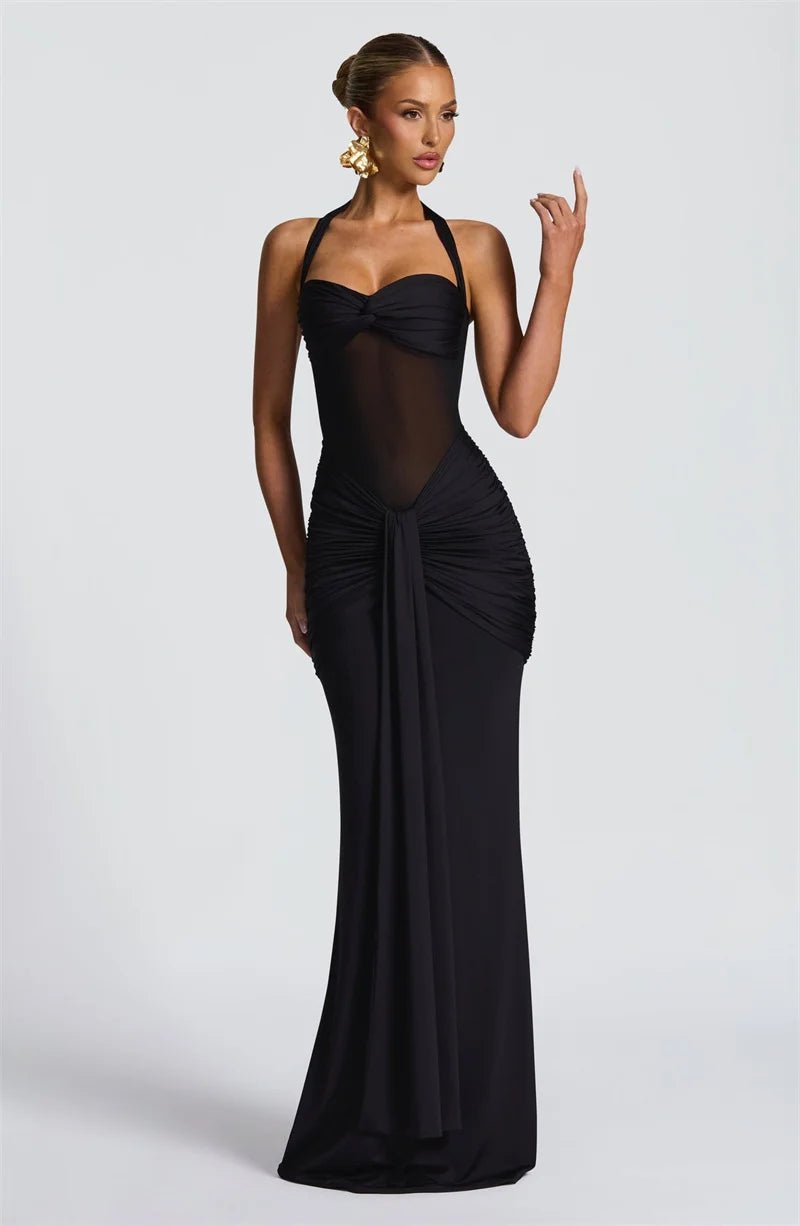 Maxi Dress + Patchwork Ruched Draped Silhouette + Club Style - SN Wigs & More