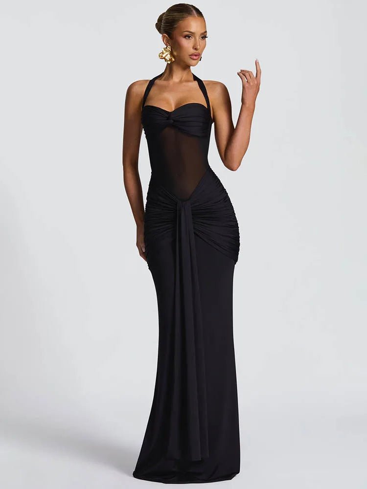 Maxi Dress + Patchwork Ruched Draped Silhouette + Club Style - SN Wigs & More
